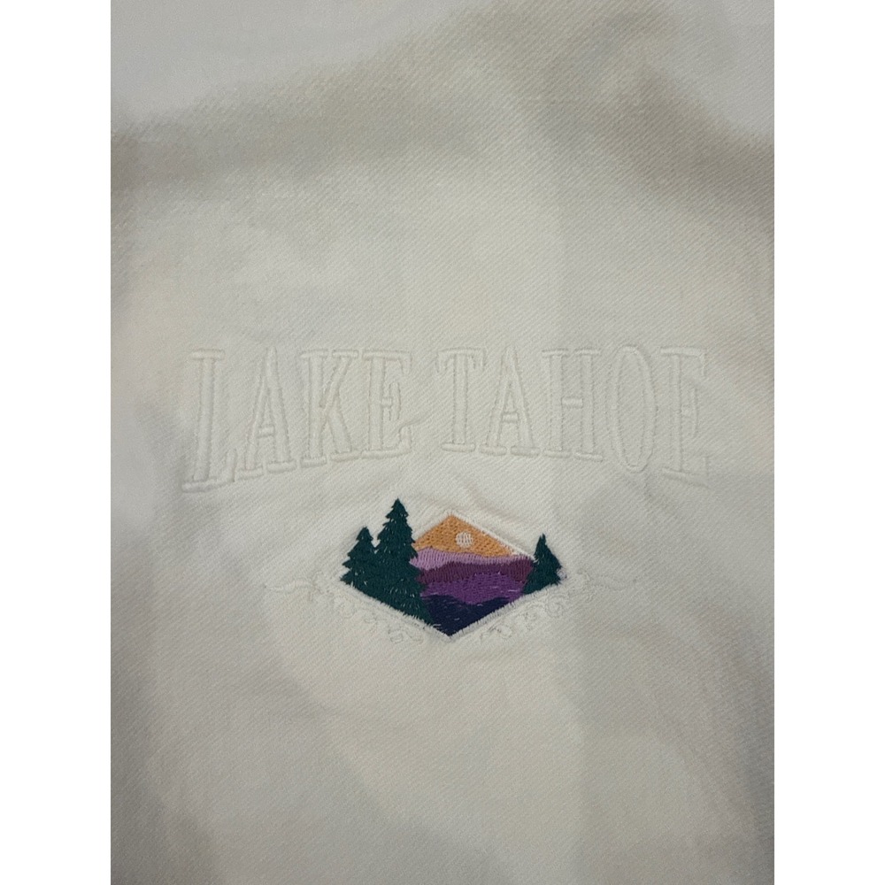 Vintage San Segal Lake Tahoe Quarter Zip Sweatshirt White Made‎ in USA Mens XL
